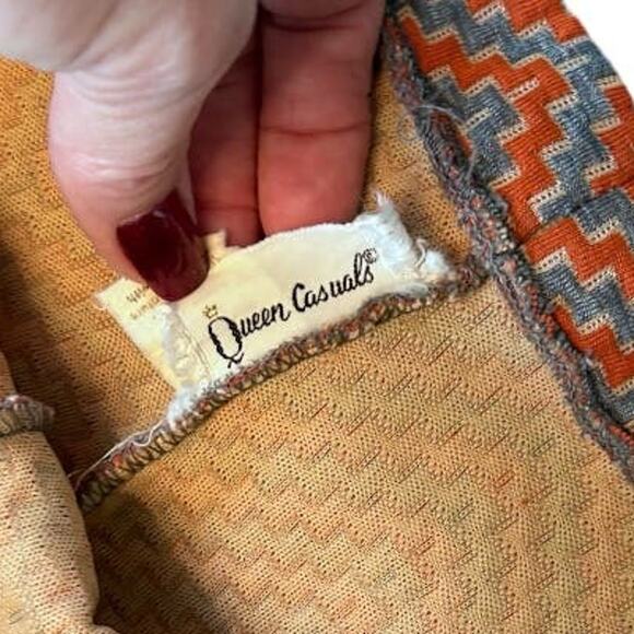 Vintage Queen Casuals Orange Gray Herringbone Flaired Pants vint size 13 fits 6 - Picture 7 of 8